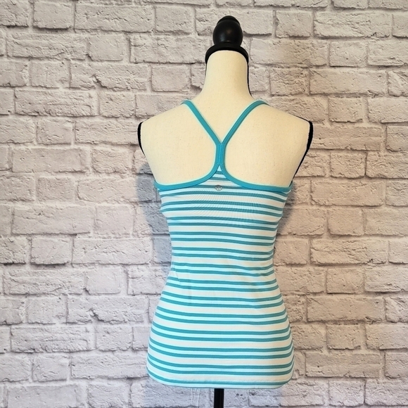 Lululemon Power Y Tank Twin Stripe Spry blue racerback tank top women's size 4 - Picture 7 of 9